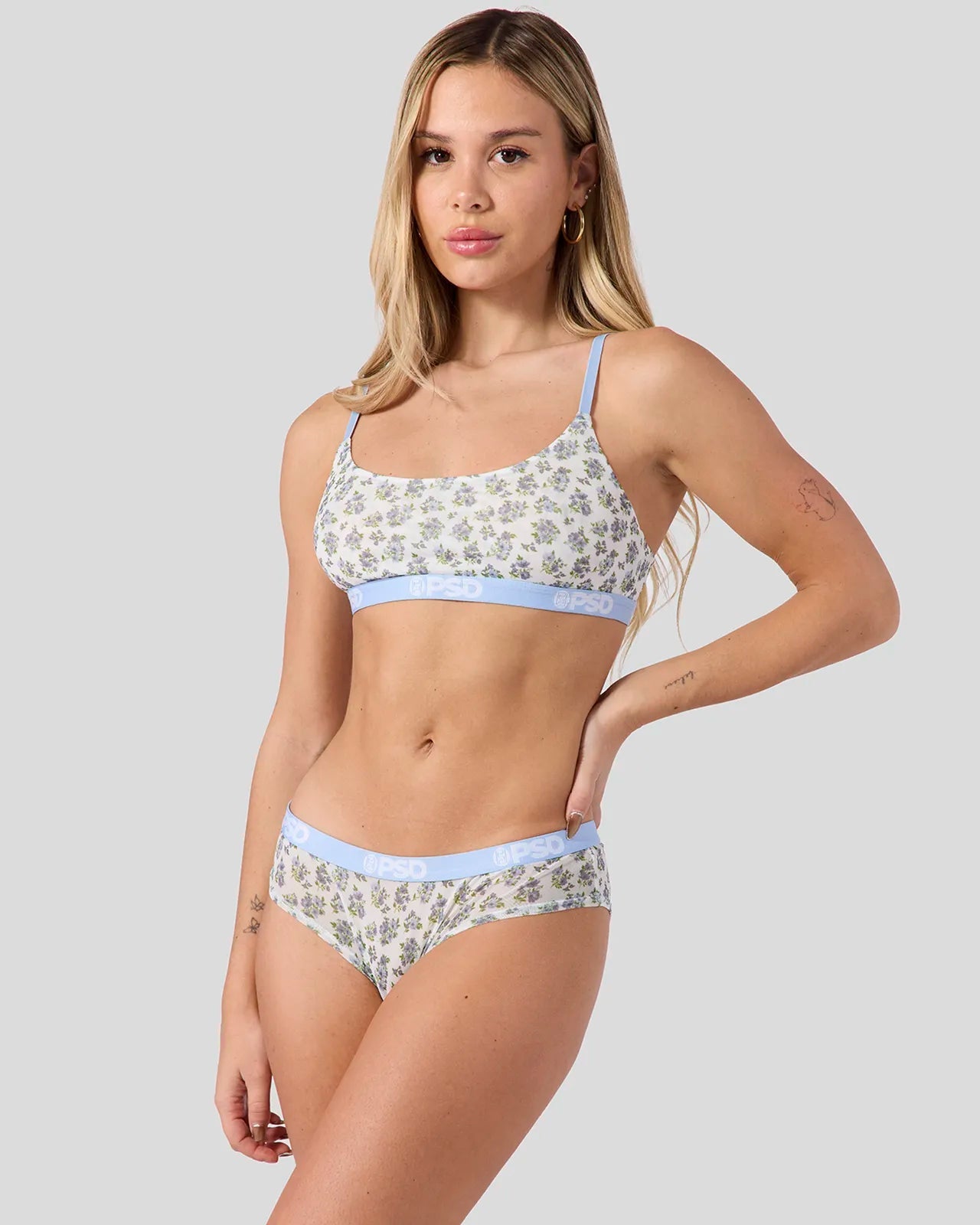 PSD Mesh - Sky Blossom - Scoop Bralette - Mesh