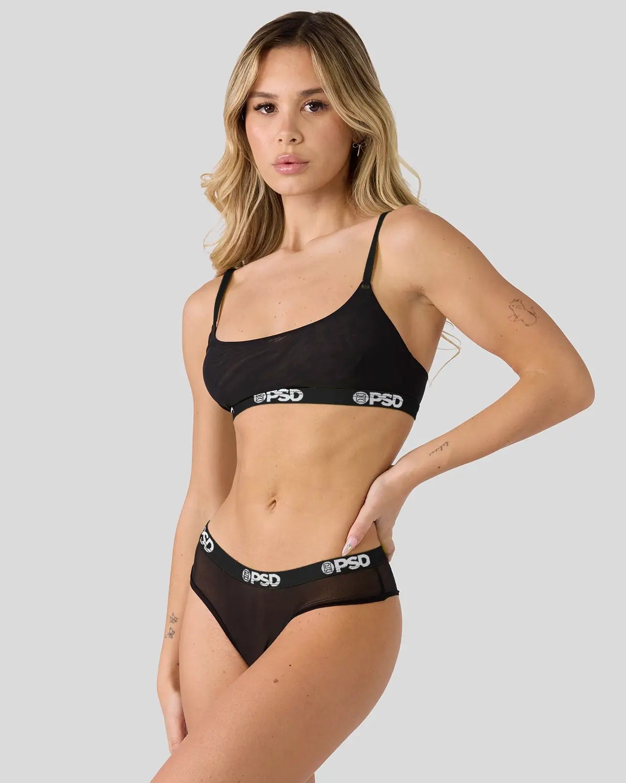 PSD Mesh - Black Tonal - Scoop Bralette - Mesh
