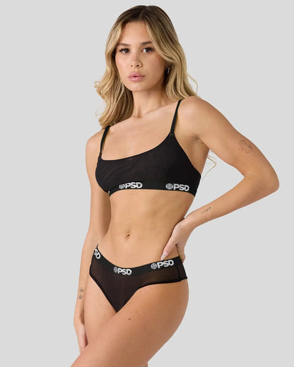PSD Mesh - Black Tonal - Scoop Bralette - Mesh