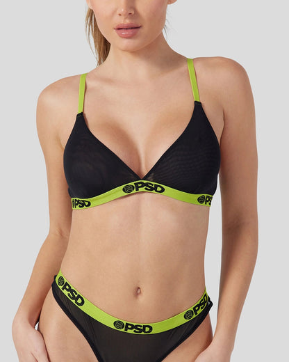 PSD Mesh - Solid Black - Triangle Bralette - Mesh