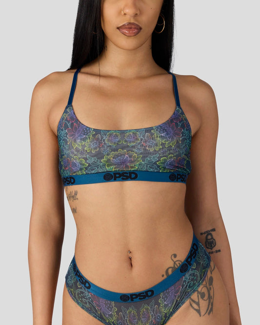 PSD Mesh - Floclr Blst - Scoop Bralette - Mesh
