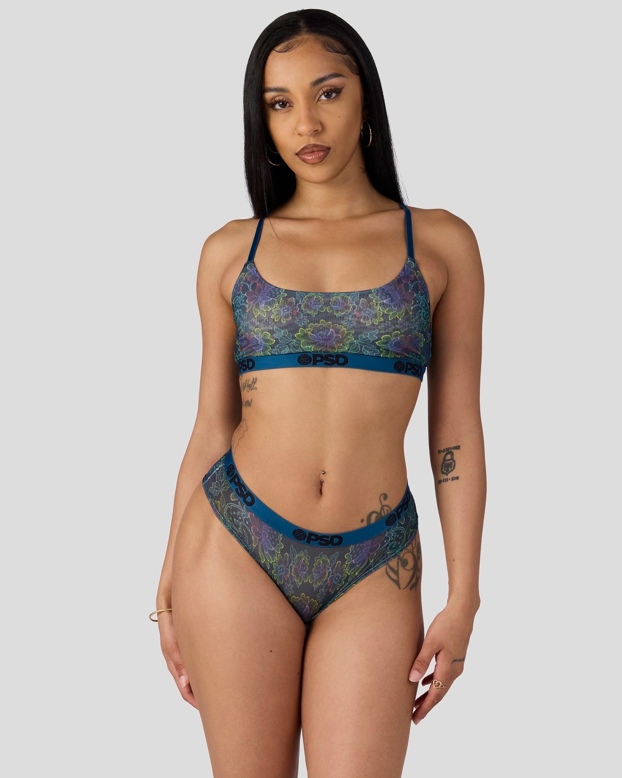 PSD Mesh - Floclr Blst - Scoop Bralette - Mesh
