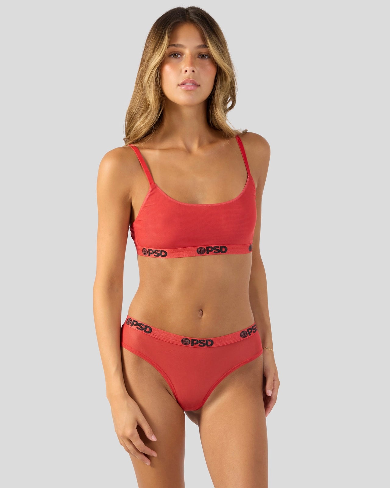 PSD Mesh - Solid Red - Scoop Bralette - Mesh