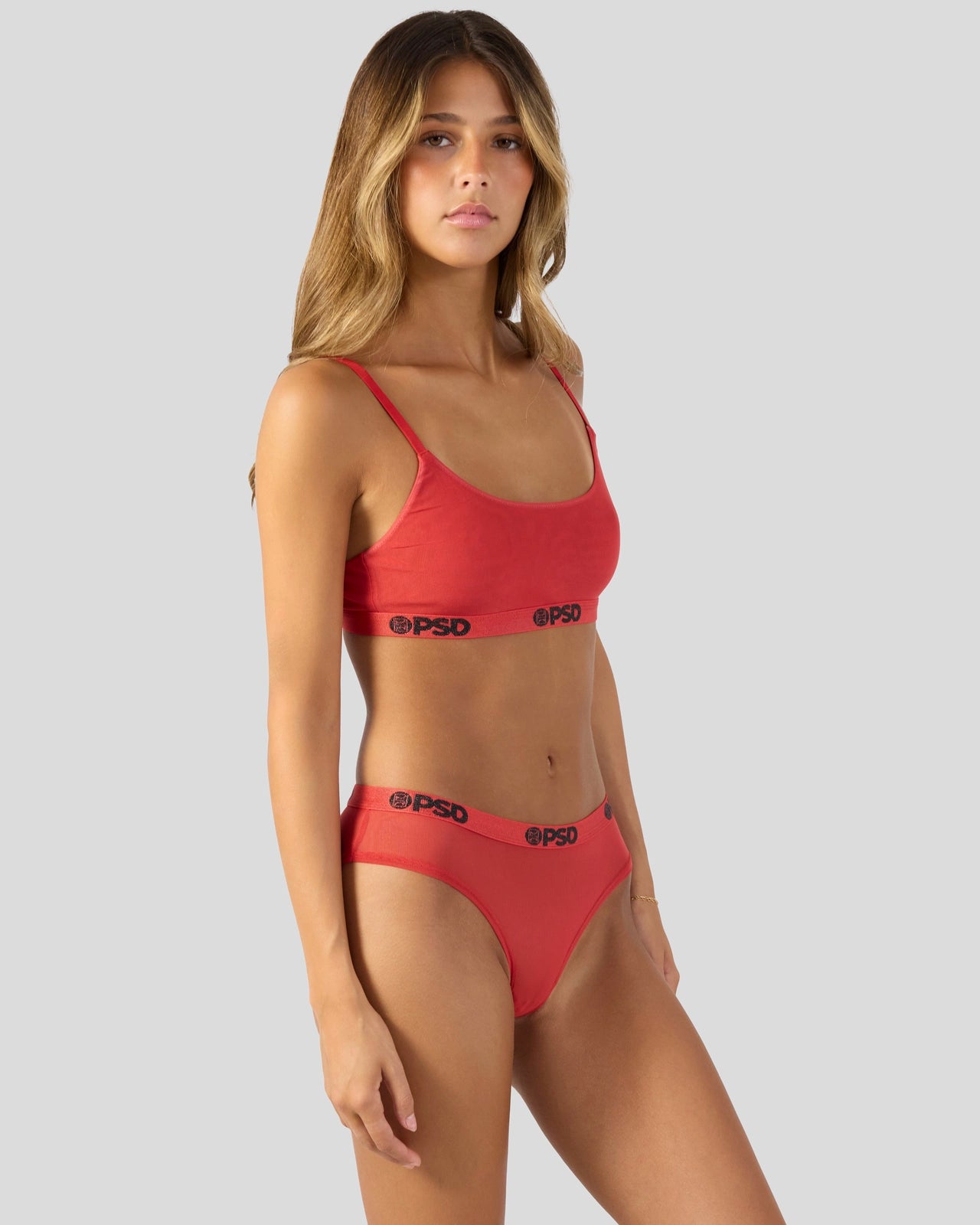 PSD Mesh - Solid Red - Scoop Bralette - Mesh