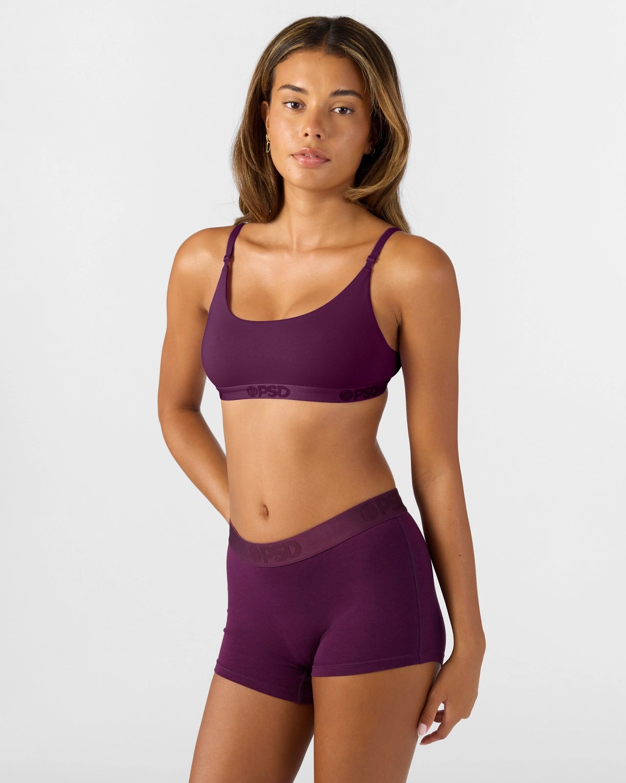 PSD Modal Solids - Plum - Scoop Bralette - Modal