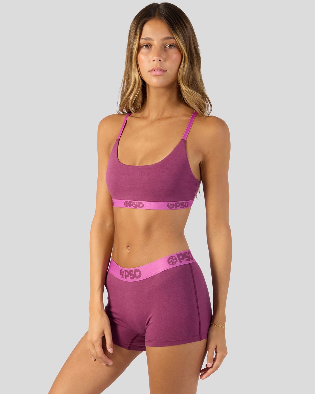 PSD Modal Solids - Mag Purp - Scoop Bralette - Modal