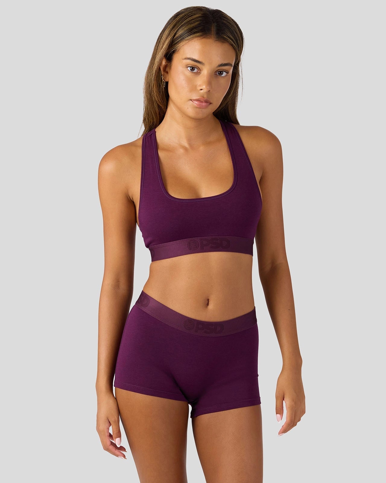 PSD Modal Solids - Plum - Boy Short - Modal