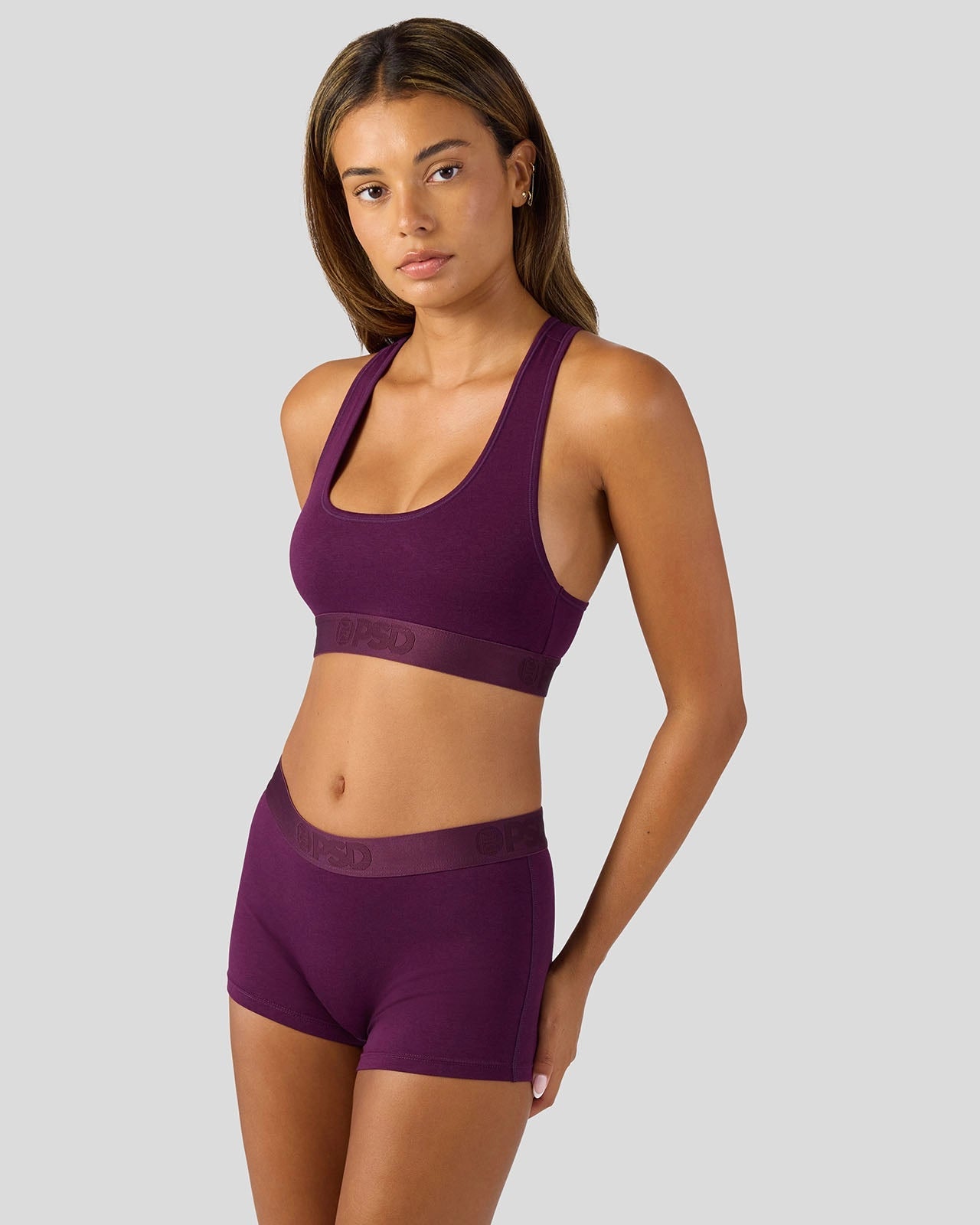 PSD Modal Solids - Plum - Boy Short - Modal