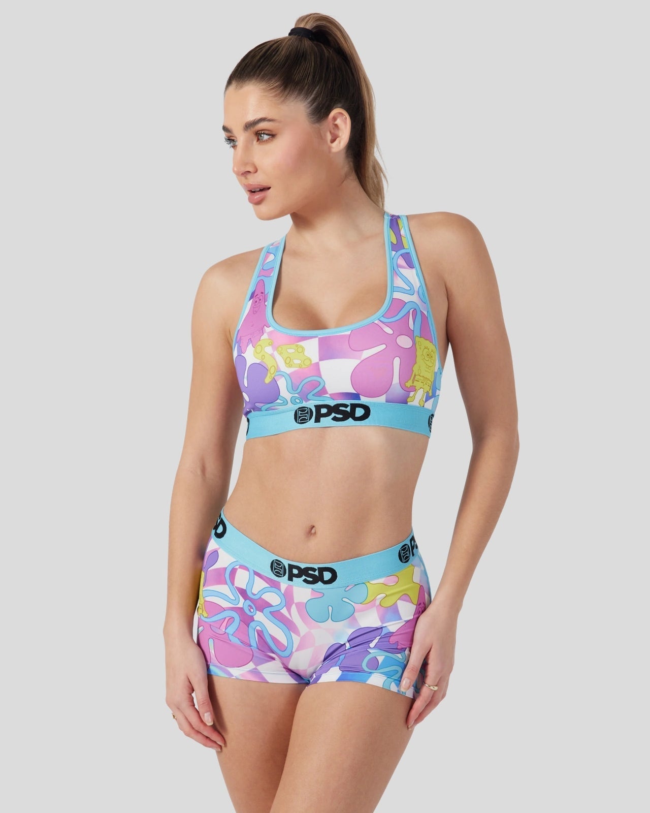 PSD Spongebob Squarepants - Neon Check - Sports Bra