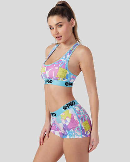PSD Spongebob Squarepants - Neon Check - Sports Bra